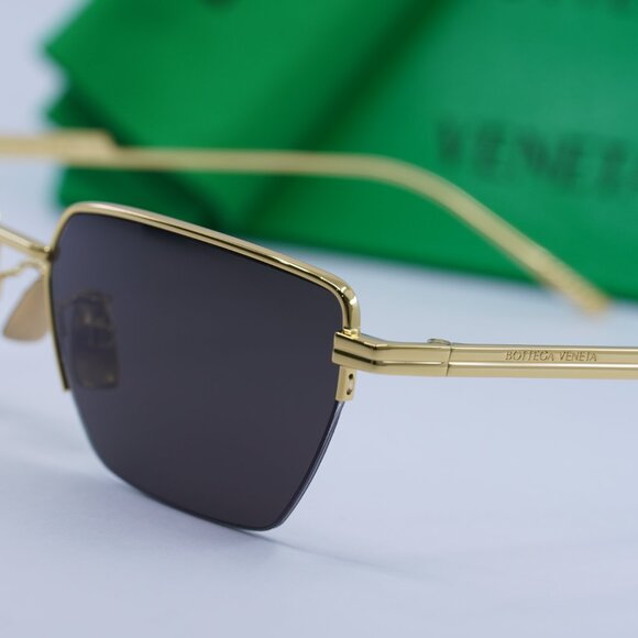 Bottega Veneta BV1107S 004 Rectangle Sunglasses - Gold/Grey - Picture 2 of 9